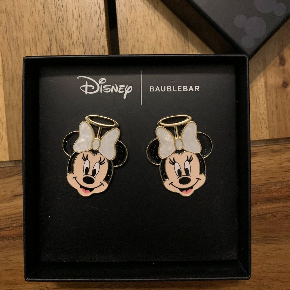 Disney x BaubleBar Minnie Mouse Angel Earrings In Orginal Box NEW